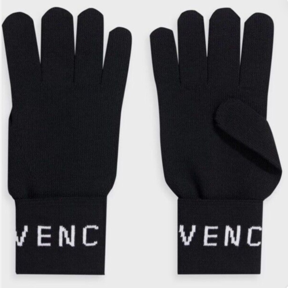 NWOT Givenchy Jacquard-knit wool gloves Women size medium/large